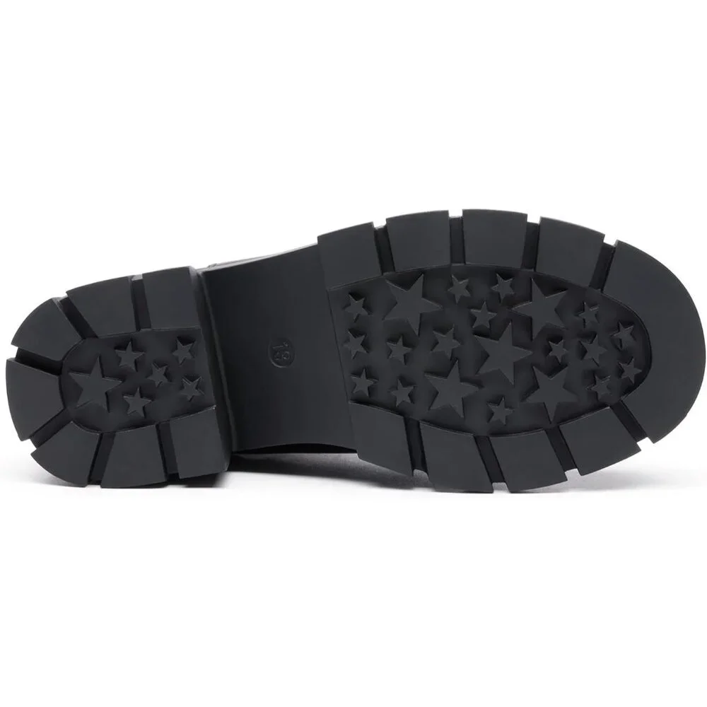 🆕Girls Black Polyurethane Cowgirl Ankle Comfortable Slip on Lug Sole Boot